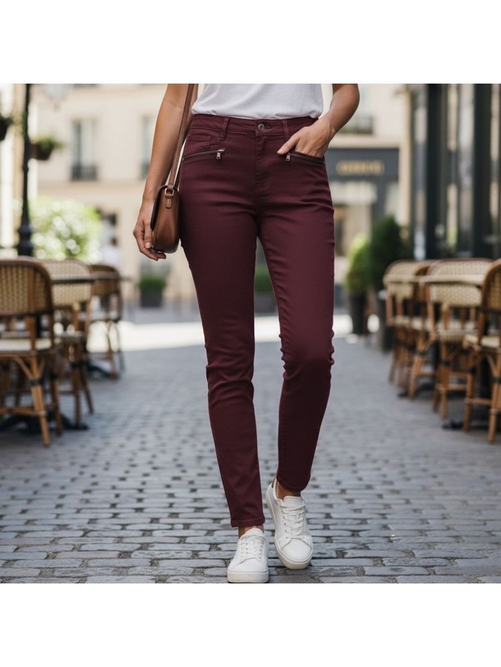 NydJ Reddish Ruddy Brown Ankle Cropped Jeans  Smooth Stretchy Texture 14 Liftuck